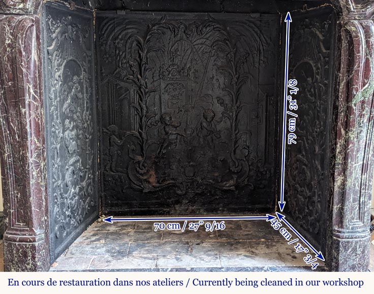 Petite cheminée de style Louis XV en marbre rouge Levanto Petite cheminée de style Louis XV en marbre rouge Levanto-10