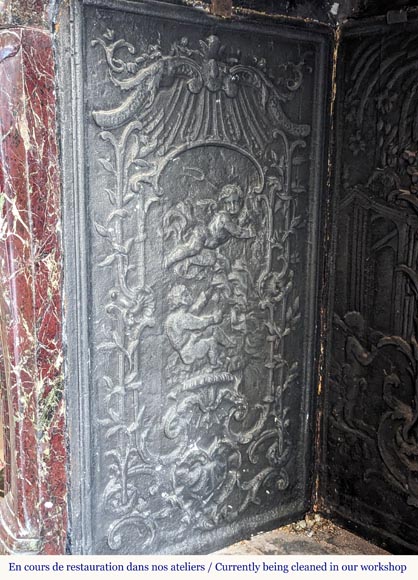 Petite cheminée de style Louis XV en marbre rouge Levanto Petite cheminée de style Louis XV en marbre rouge Levanto-11