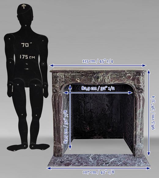 Petite cheminée de style Louis XV en marbre rouge Levanto Petite cheminée de style Louis XV en marbre rouge Levanto-14