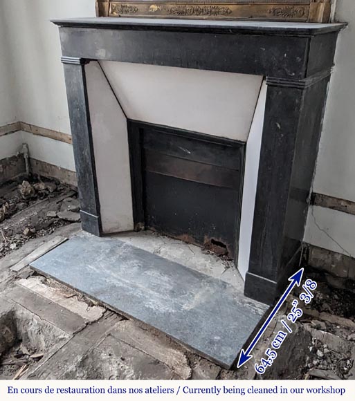 Cheminée de style Napoléon III en marbre noir Cheminée de style Napoléon III en marbre noir-5