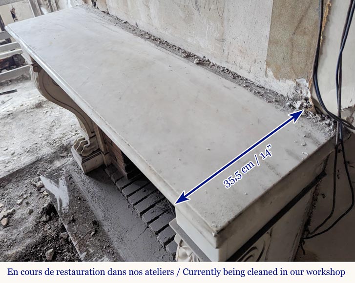 Cheminée en marbre statuaire à pattes de lion Cheminée en marbre statuaire à pattes de lion-11