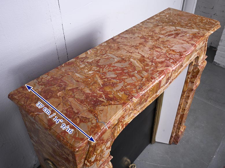 Cheminée de style Régence en marbre brèché rouge et orange Cheminée de style Régence en marbre brèché rouge et orange-8