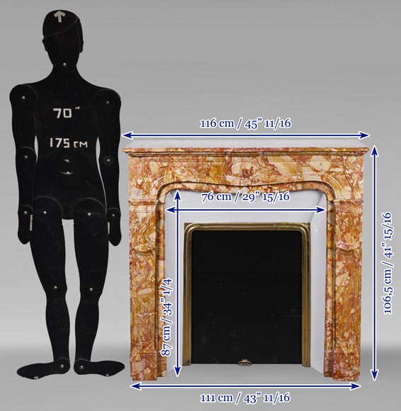 Cheminée de style Régence en marbre brèché rouge et orange Cheminée de style Régence en marbre brèché rouge et orange-9