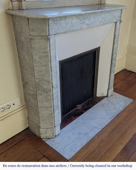 Cheminée de style Louis XVI en marbre de Carrare Cheminée de style Louis XVI en marbre de Carrare-2