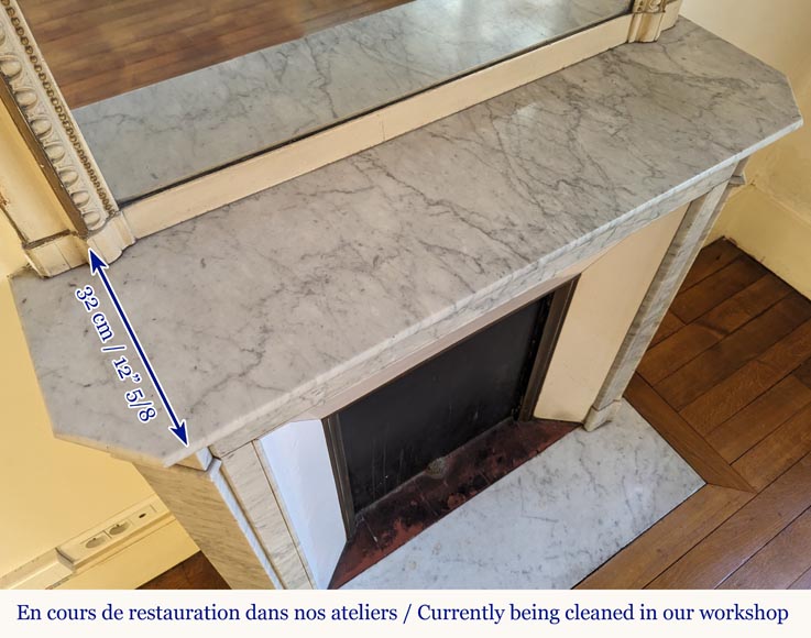 Cheminée de style Louis XVI en marbre de Carrare Cheminée de style Louis XVI en marbre de Carrare-9