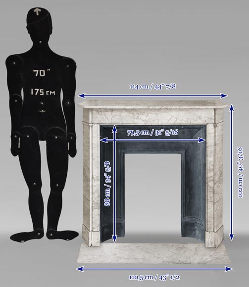 Cheminée de style Louis XVI en marbre de Carrare Cheminée de style Louis XVI en marbre de Carrare-10