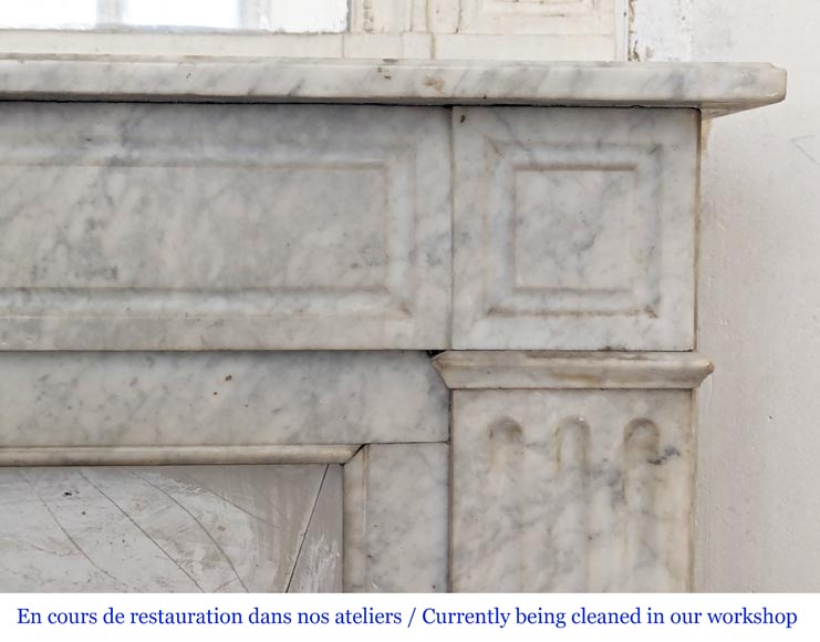 Cheminée de style Louis XVI moulurée en marbre de Carrare Cheminée de style Louis XVI moulurée en marbre de Carrare-6