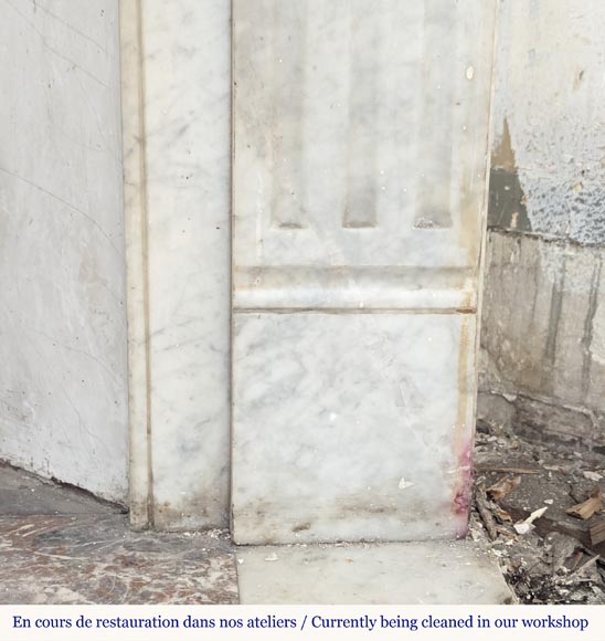 Cheminée de style Louis XVI moulurée en marbre de Carrare Cheminée de style Louis XVI moulurée en marbre de Carrare-7