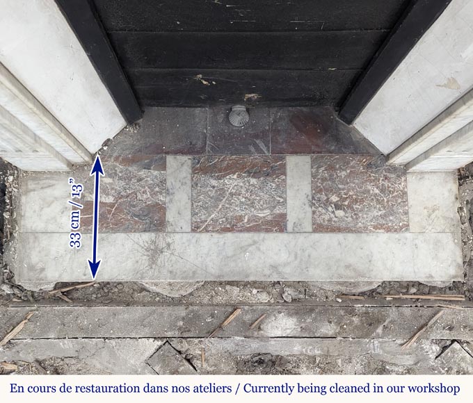 Cheminée de style Louis XVI moulurée en marbre de Carrare Cheminée de style Louis XVI moulurée en marbre de Carrare-8