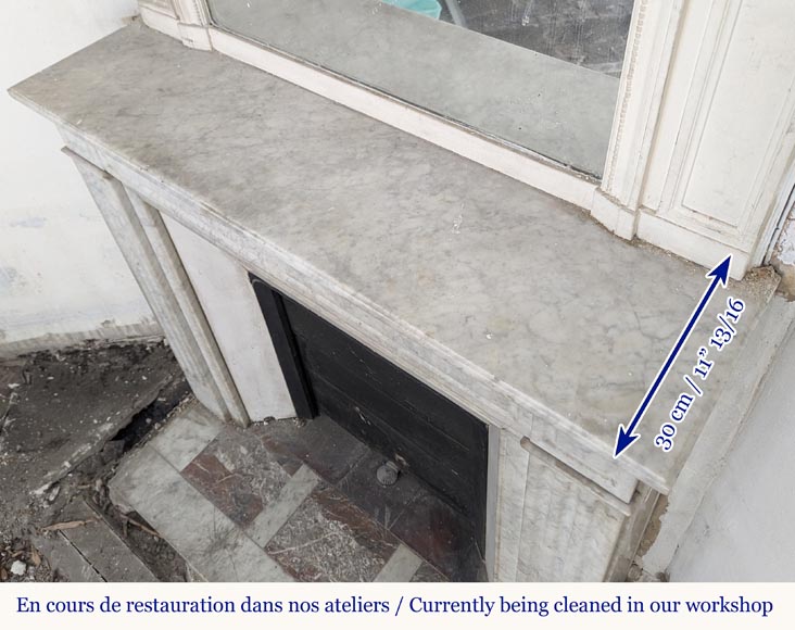 Cheminée de style Louis XVI moulurée en marbre de Carrare Cheminée de style Louis XVI moulurée en marbre de Carrare-9