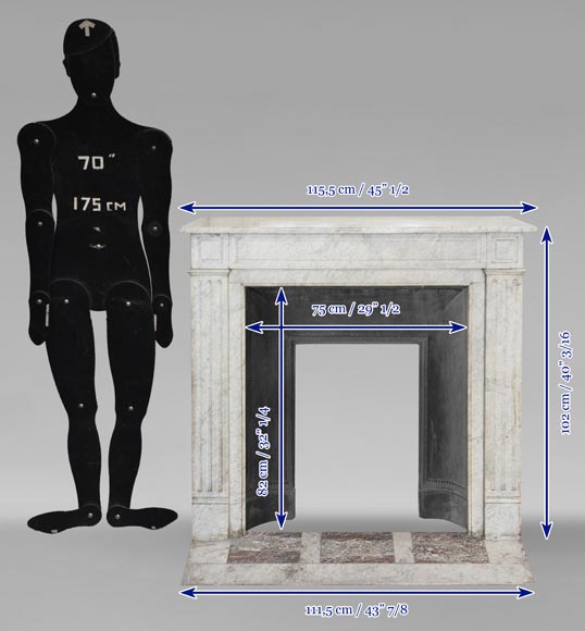 Cheminée de style Louis XVI moulurée en marbre de Carrare Cheminée de style Louis XVI moulurée en marbre de Carrare-10