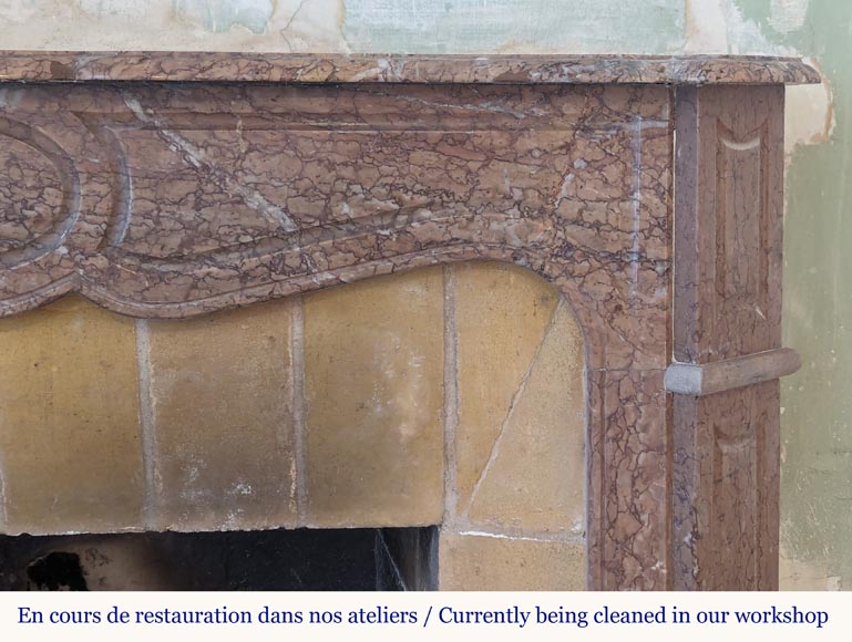 Cheminée de style Louis XV modèle Pompadour en marbre Campan rouge Cheminée de style Louis XV modèle Pompadour en marbre Campan rouge-6