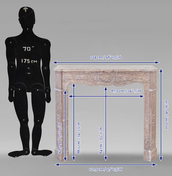 Cheminée de style Louis XV modèle Pompadour en marbre Campan rouge Cheminée de style Louis XV modèle Pompadour en marbre Campan rouge-9