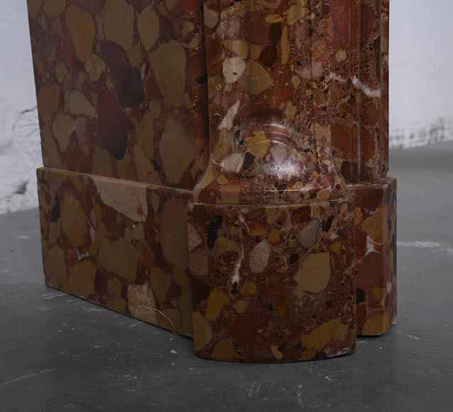 Cheminée de style Louis XV modèle Pompadour galbée en brèche d'Alep Cheminée de style Louis XV modèle Pompadour galbée en brèche d'Alep-4