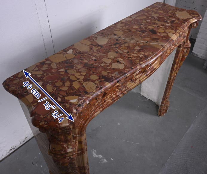 Cheminée de style Louis XV modèle Pompadour galbée en brèche d'Alep Cheminée de style Louis XV modèle Pompadour galbée en brèche d'Alep-8