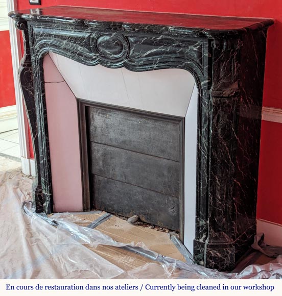 Cheminée de style Louis XV modèle Pompadour en marbre Vert de Mer Cheminée de style Louis XV modèle Pompadour en marbre Vert de Mer-5