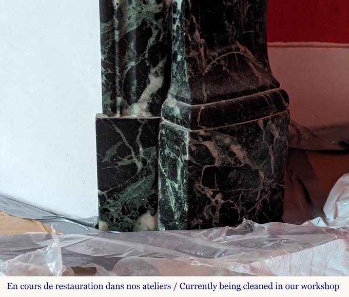 Cheminée de style Louis XV modèle Pompadour en marbre Vert de Mer Cheminée de style Louis XV modèle Pompadour en marbre Vert de Mer-7