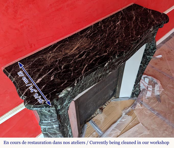 Cheminée de style Louis XV modèle Pompadour en marbre Vert de Mer Cheminée de style Louis XV modèle Pompadour en marbre Vert de Mer-8