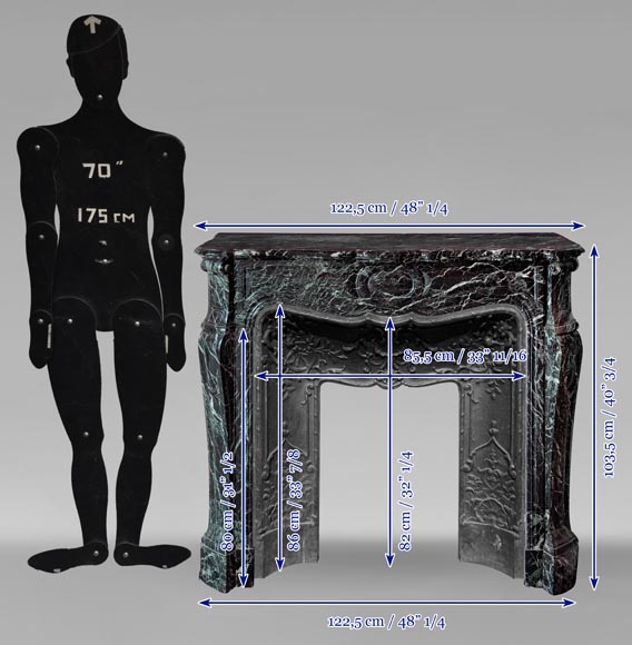 Cheminée de style Louis XV modèle Pompadour en marbre Vert de Mer Cheminée de style Louis XV modèle Pompadour en marbre Vert de Mer-9
