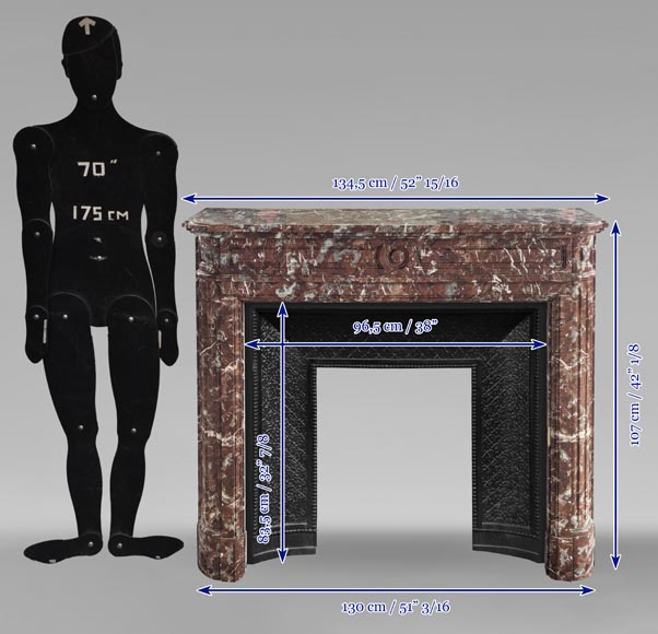 Cheminée de style Louis XVI en marbre Rouge du Nord Cheminée de style Louis XVI en marbre Rouge du Nord-9