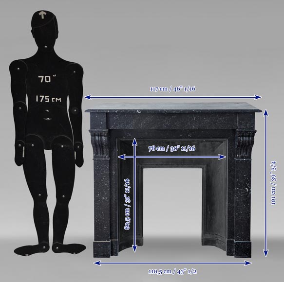 Cheminée de style Napoléon III en marbre noir moucheté à modillons Cheminée de style Napoléon III en marbre noir moucheté à modillons-10