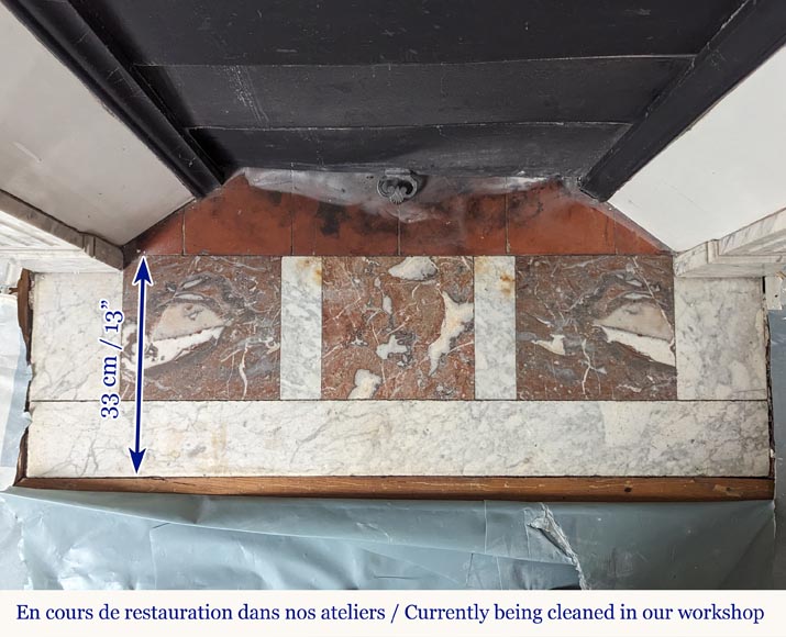 Cheminée de style Louis XVI en marbre de Carrare veiné aux cannelures Cheminée de style Louis XVI en marbre de Carrare veiné aux cannelures-8