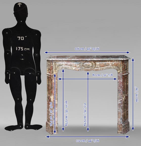 Cheminée de style Louis XV modèle Pompadour en marbre Rouge du Nord Cheminée de style Louis XV modèle Pompadour en marbre Rouge du Nord-9