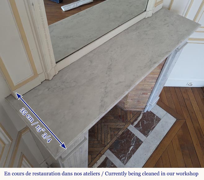 Cheminée de style Louis XVI en marbre de Carrare ornée d'un tournesol Cheminée de style Louis XVI en marbre de Carrare ornée d'un tournesol-9