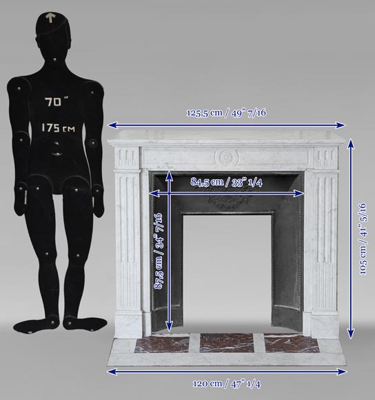 Cheminée de style Louis XVI en marbre de Carrare ornée d'un tournesol Cheminée de style Louis XVI en marbre de Carrare ornée d'un tournesol-10