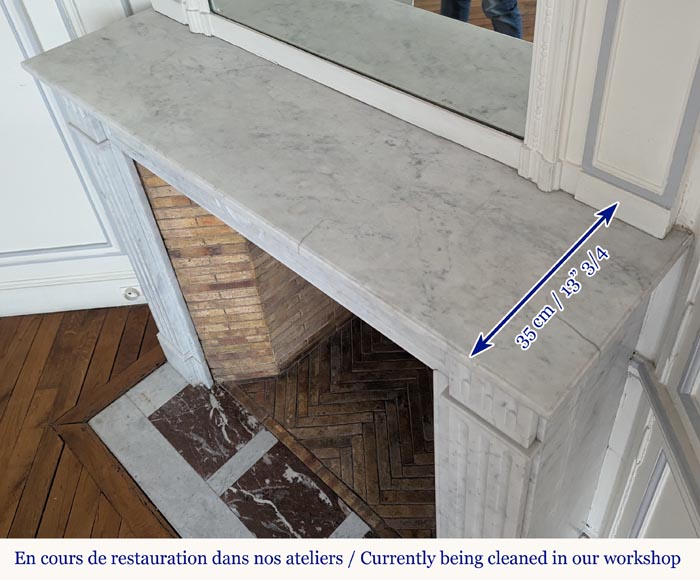 Cheminée de style Louis XVI en marbre de Carrare ornée d'un tournesol Cheminée de style Louis XVI en marbre de Carrare ornée d'un tournesol-9