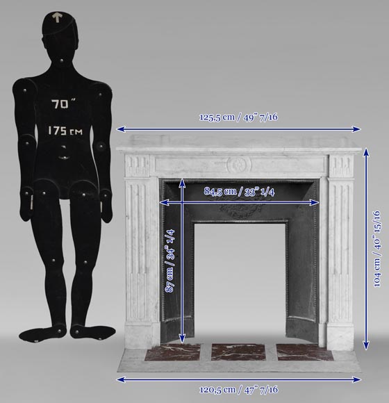 Cheminée de style Louis XVI en marbre de Carrare ornée d'un tournesol Cheminée de style Louis XVI en marbre de Carrare ornée d'un tournesol-11