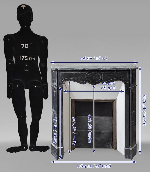 Cheminée de style Louis XV modèle Pompadour en marbre noir moucheté Cheminée de style Louis XV modèle Pompadour en marbre noir moucheté-9