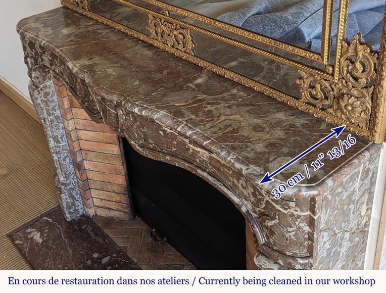 Cheminée d'époque Louis XV en marbre Rouge du Nord Cheminée d'époque Louis XV en marbre Rouge du Nord-10