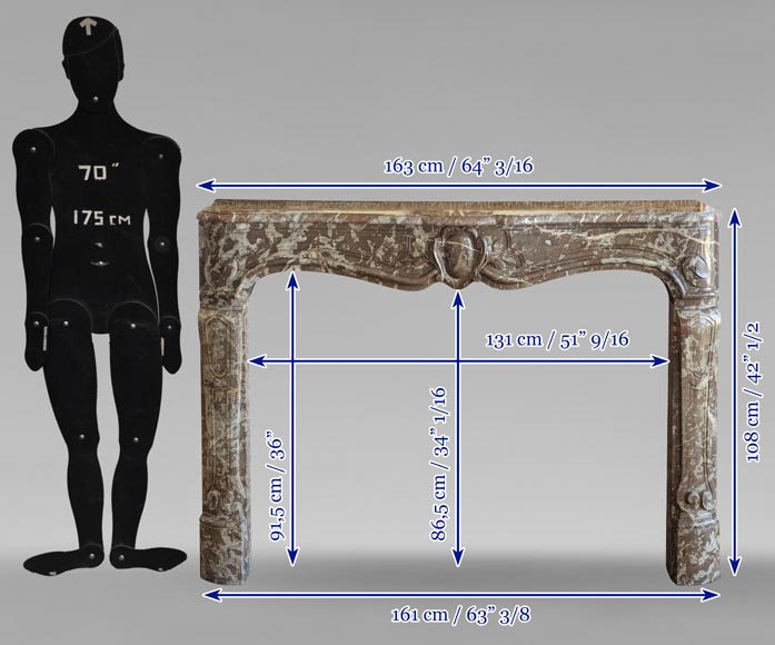 Cheminée d'époque Louis XV en marbre Rouge du Nord Cheminée d'époque Louis XV en marbre Rouge du Nord-11