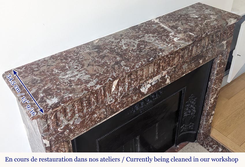 Cheminée de style Louis XIV à acrotères en marbre Rouge du Nord Cheminée de style Louis XIV à acrotères en marbre Rouge du Nord-9