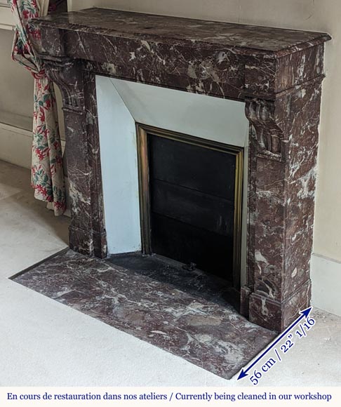 Cheminée de style Napoléon III à modillons en marbre Rouge du Nord Cheminée de style Napoléon III à modillons en marbre Rouge du Nord-5