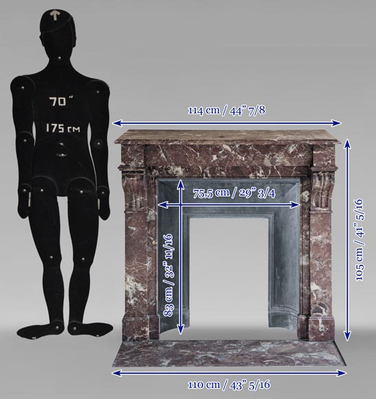 Cheminée de style Napoléon III à modillons en marbre Rouge du Nord Cheminée de style Napoléon III à modillons en marbre Rouge du Nord-10