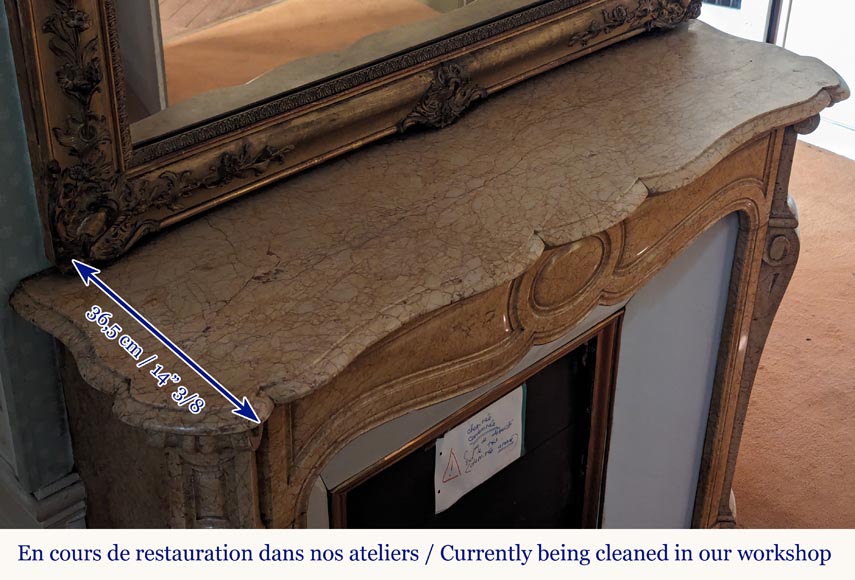 Cheminée de style Louis XV modèle Pompadour en marbre Brocatel Cheminée de style Louis XV modèle Pompadour en marbre Brocatel-8