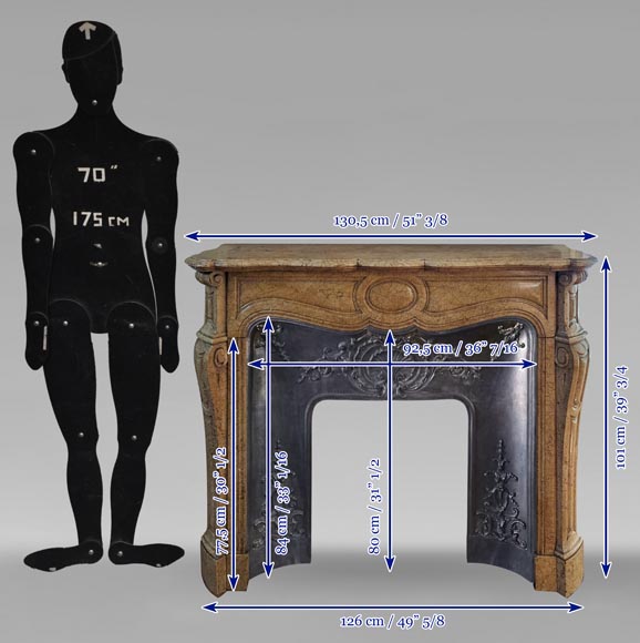 Cheminée de style Louis XV modèle Pompadour en marbre Brocatel Cheminée de style Louis XV modèle Pompadour en marbre Brocatel-9
