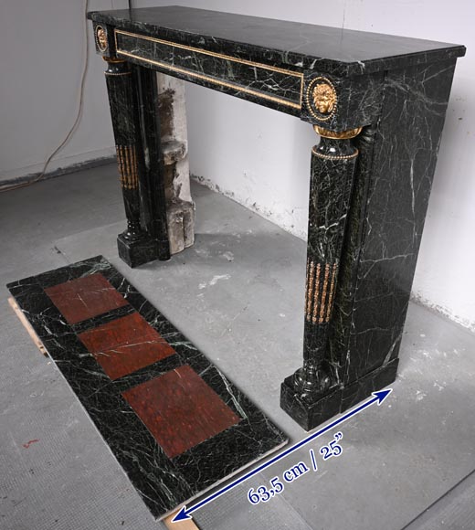 Cheminée de style Louis XVI en marbre Vert de Mer à colonnes détachées Cheminée de style Louis XVI en marbre Vert de Mer à colonnes détachées-6