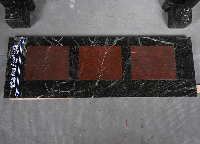 Cheminée de style Louis XVI en marbre Vert de Mer à colonnes détachées Cheminée de style Louis XVI en marbre Vert de Mer à colonnes détachées-10