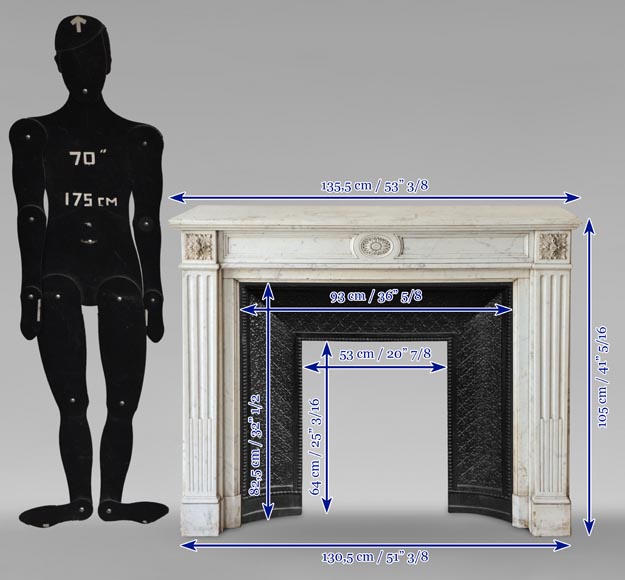 Cheminée de style Louis XVI à rosace en marbre de Carrare Cheminée de style Louis XVI à rosace en marbre de Carrare-9