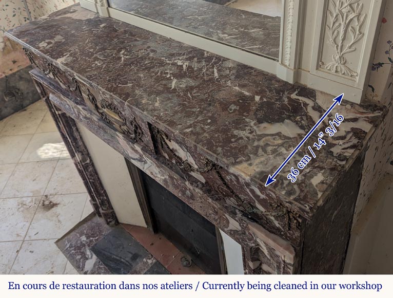 Cheminée de style Louis XIV en marbre Rouge de Rance ornée de bronze Cheminée de style Louis XIV en marbre Rouge de Rance ornée de bronze-10