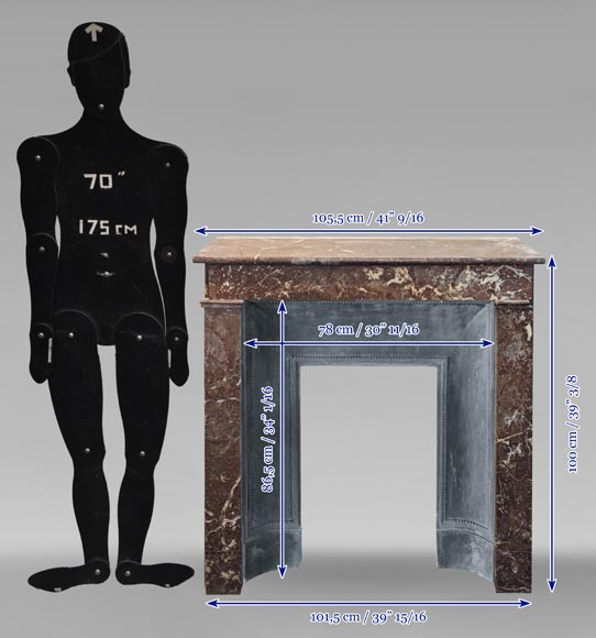 Cheminée de style Napoléon III en marbre Rouge du Nord Cheminée de style Napoléon III en marbre Rouge du Nord-9