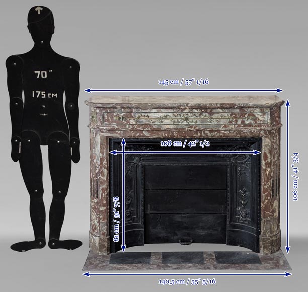 Cheminée de style Louis XVI à coins arrondi ornée de bronze Cheminée de style Louis XVI à coins arrondi ornée de bronze-11