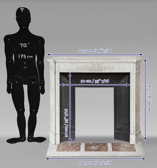 Cheminée de style Louis XVI en marbre de Carrare ornée d'une couronne de laurier Cheminée de style Louis XVI en marbre de Carrare ornée d'une couronne de laurier-11