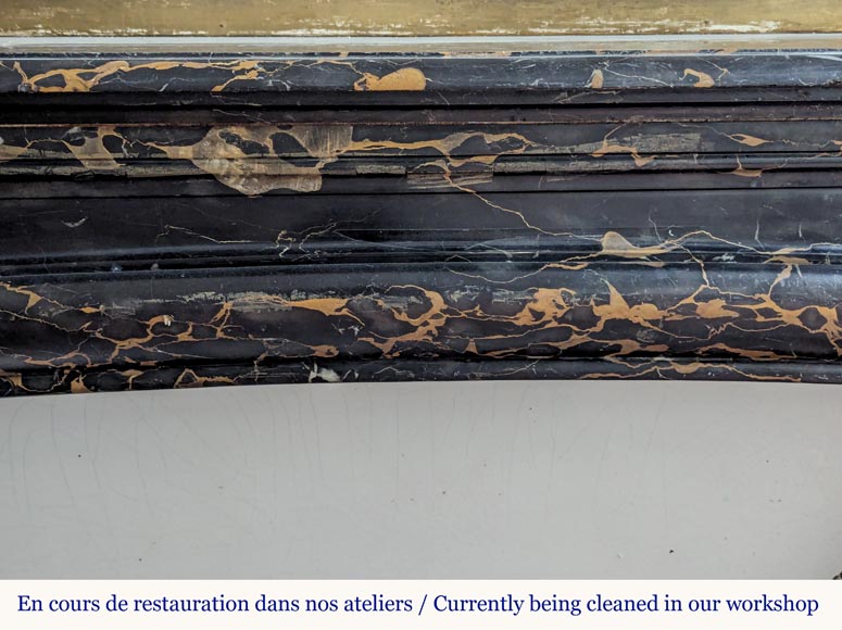 Cheminée de style Louis XIV en marbre Portor Cheminée de style Louis XIV en marbre Portor-1