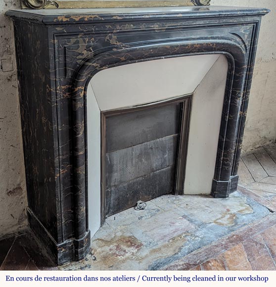 Cheminée de style Louis XIV en marbre Portor Cheminée de style Louis XIV en marbre Portor-2