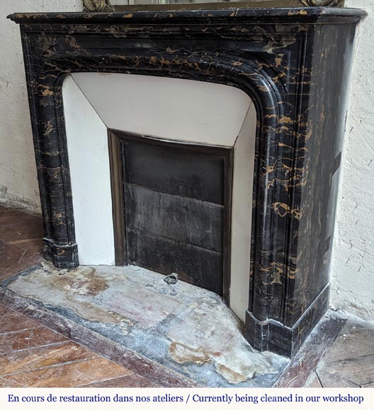 Cheminée de style Louis XIV en marbre Portor Cheminée de style Louis XIV en marbre Portor-5