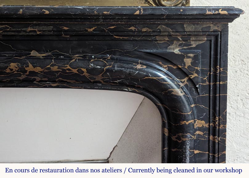 Cheminée de style Louis XIV en marbre Portor Cheminée de style Louis XIV en marbre Portor-6